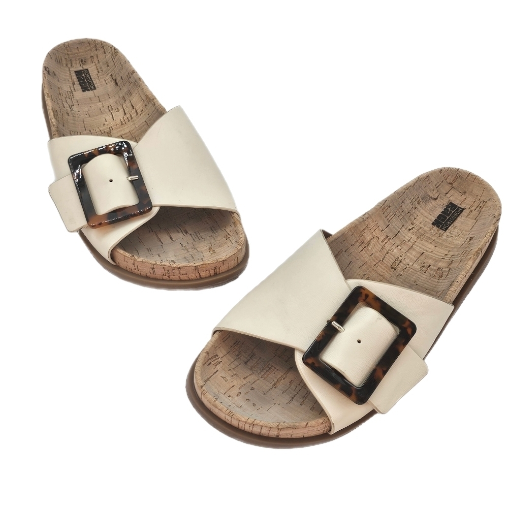Nordstrom Evelina Buckle Slide Sandal Ivory Vanilla Women’s Size 8 Preowned - Picture 1 of 7